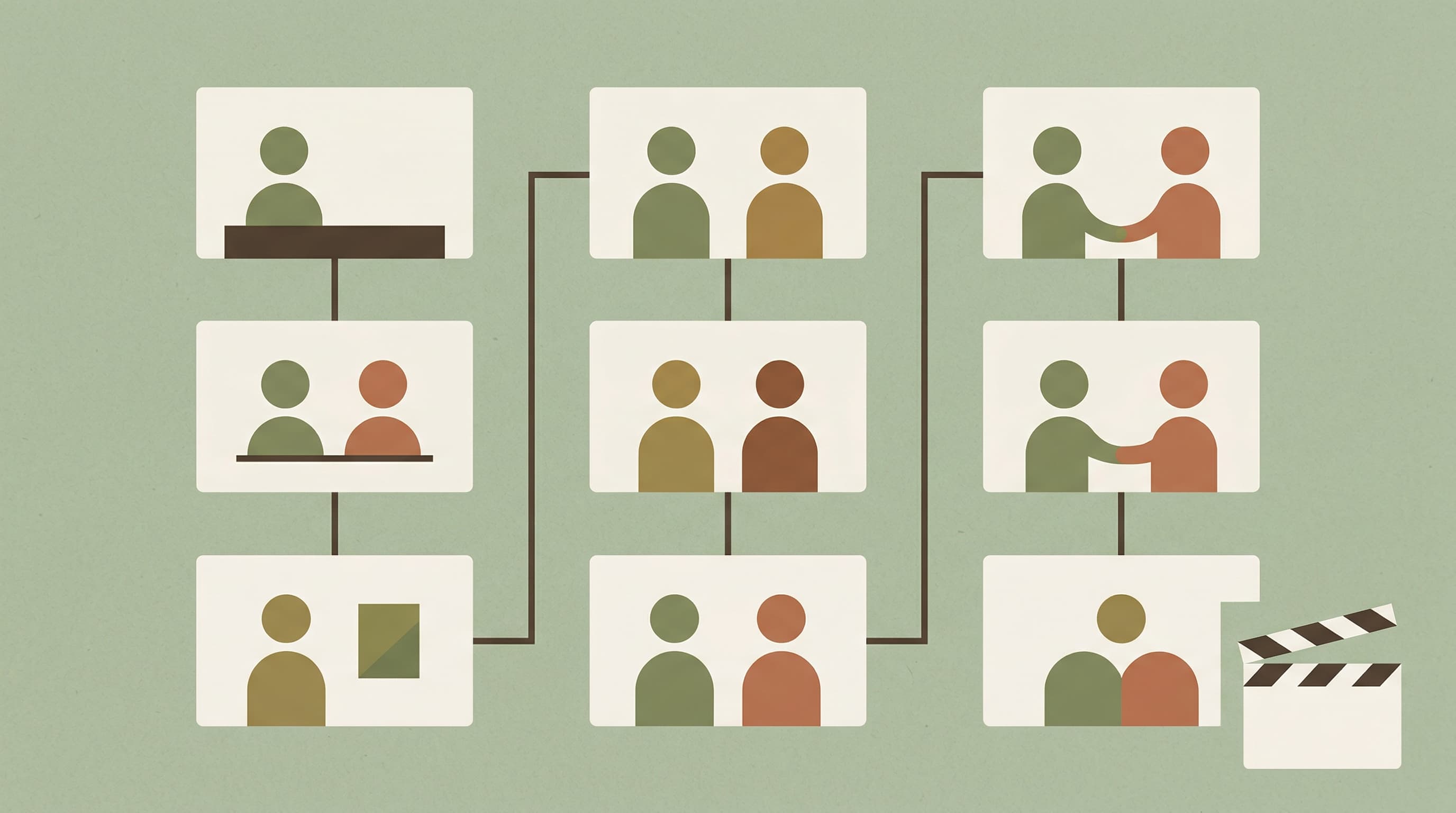 Screenplay outline structure shown as visual story beats