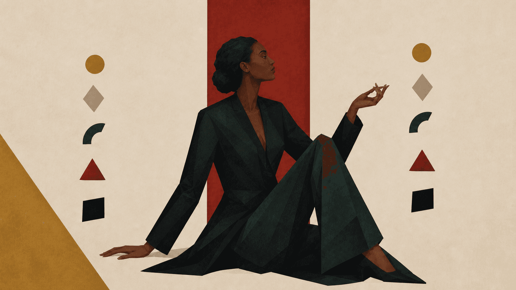 A Black woman between a loose story constellation and its ordered sequence